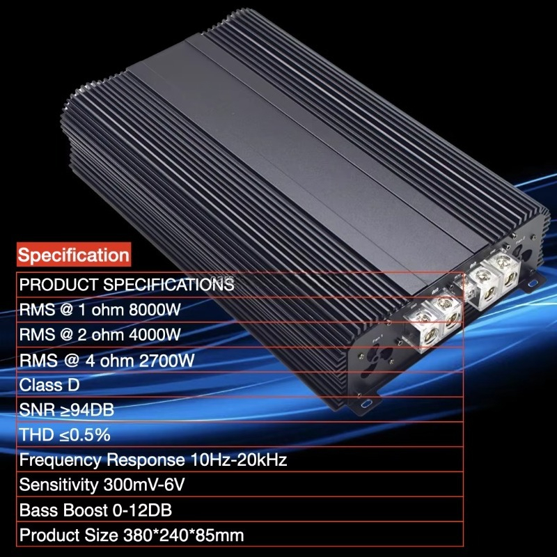 RMS 8000W Brazilian 1 Ohm Stab - Car Amplifier Class D 1 Ohm Stable 评论和价格