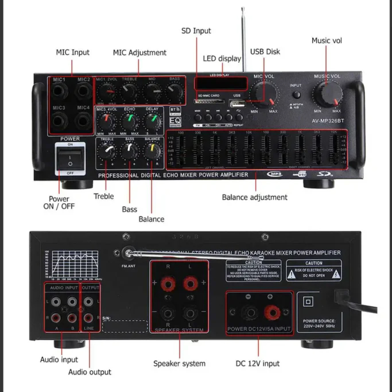 2000W 5.0 Bluetooth 2 Channel  - Car Audio Amplifier 4 Channel 2000W 评论和价格